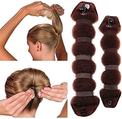 COFCO Foam Spatge Clip Curler Ring Twist Tool Hair Styling Datut Bun Former Maker, 2PCS (Coffee)