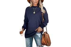 Jescakoo Pullover Damen Langarm Sweatshirt Rundhals Leicht Langarmshirt Lockere Passform Oberteile Herbst Winter