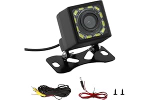 ATSHLD Telecamera di Retromarcia HD 1080P con Visione Notturna LED 12 luci, 170° Grandangolare, Impermeabile IP67 per Auto, SUV, Furgoneta e Camion - Telecamera Posteriore per Parcheggio e Sicurezza