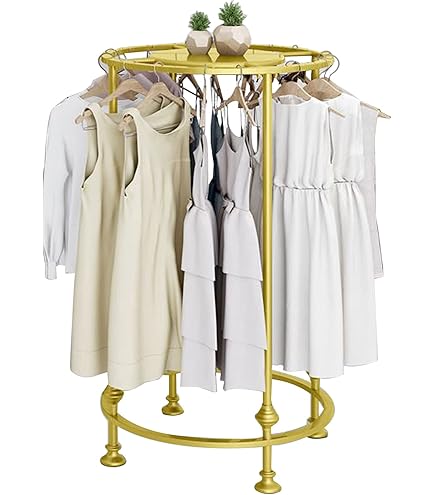 AMSXNOO Rotatable 2-Tier Round Clothes Rack - Floor Standing Garment Display For Boutique Or Kids