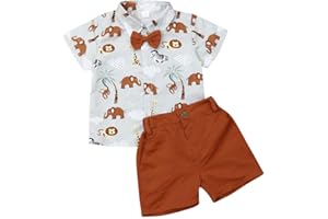 XIXIMAON Vêtements Bébé Garçon Ensemble Short et Nœud Papillon Chemise Imprimée Hawaïenne Tenue d'Eté Costume de Gentleman Infantile 2 Pièces