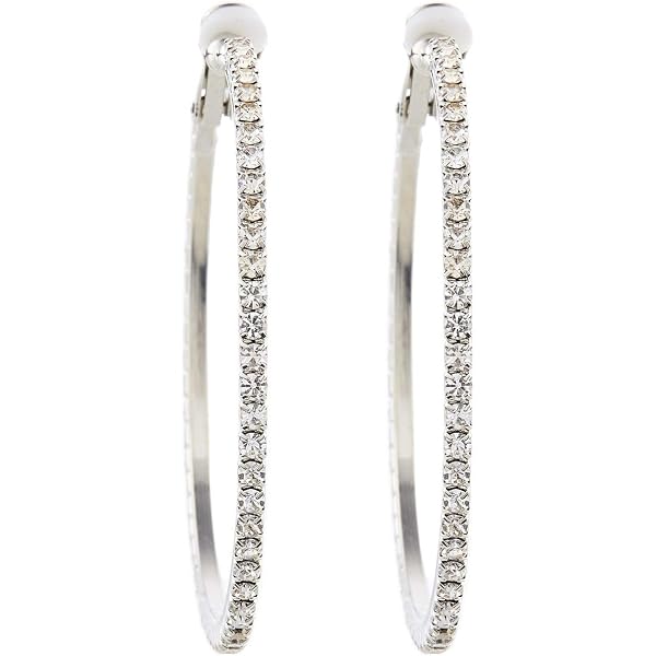Clip Orecchini Cerchio Placcato Oro Con Cristalli Chiari – Senza Foro Bello London