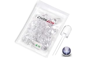 CHANZON Diode LED ronde transparente de 10 mm. A) Blanc (50 pièces). 10mm Blanc LED Diode Lumières