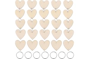 AMOSFUN 50 Pièces Plaque De Calendrier En Bois Bricolage Calendrier De Rappel D'anniversaire er De Tranches De Coeur En Bois er Plaque En Bambou Pendaison Éclisse