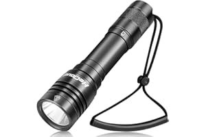 WholeFire Linterna de buceo subacuática de 2000 lúmenes, linterna LED de buceo con 3 modos, luz LED de buceo nocturna IPX8 a prueba de agua, profesional para esnórquel (Negro Claro)