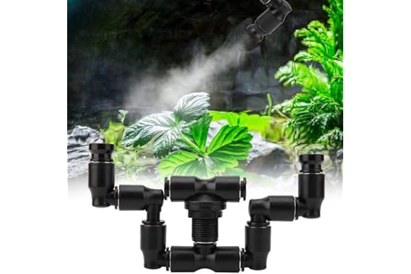 Zerodis Reptiles Buse de Terrarium, Reptiles Fogger Mist Sprinkler 360 ° réglable Double tête Mini buse de pulvérisation pour système d'aquarium Connect 1/4 '' Tub
