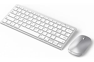 OMOTON Set di Tastiera Bluetooth e Mouse Compatibile con iPad/iPad Pro/iPad Air/iPad Mini/iPhone (supportati iOS 13 e successiva)-Layout Italiano,Sottile e Leggera, Bianco-Argento