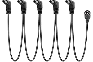 GELRHONR Cavo di alimentazione a margherita, cavo a margherita da 1 a 5 vie Cavo sdoppiatore di alimentazione per pedale effetti per chitarra, cavo sdoppiatore DC5521 9V 2A con angolo retto-4,2Ft