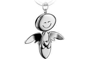 FABACH Breloczek do kluczy z aniołem stróżem, uśmiech z sercem, szlachetny anioł, wisiorek z metalu w kolorze srebrnym, złotym, różowym, czarnym, brązowym - prezent talizman na szczęście samochód