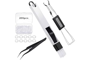 GTIWUNG 2 in 1 Tastiera Estrattore, Meccanica Keycap Remover Key, Tastiera di Rimozione,Keycaps Puller + Spazzola per la Pulizia + 200 Pezzi O-Ring Ammortizzatori di Gomma per Tastiere Noise Dampeners