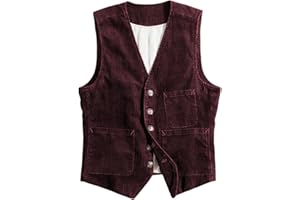 Solovedress Gilet vintage en velours côtelé sans manches pour homme - Col en V - Gilet de costume pour fête