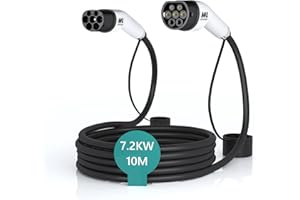 MAX GREEN EV/Cavo di Ricarica per Auto elettriche e Hybrid Plug-in, da Tipo 2 a Tipo 2, | 32Amp | Monofase | Potenza Massima in Uscita 7,2 KW | 10 Metri |
