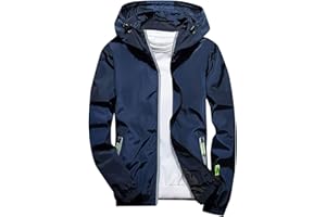 ZYPAINIY Veste Homme Impérmeable à Capuche Détails Réfléchissants Coupe Vent Homme Résistant Léger Sport Running Pliable Poncho Veste de Pluie Neige Homme Impermeable Voyage Fluo Hiver