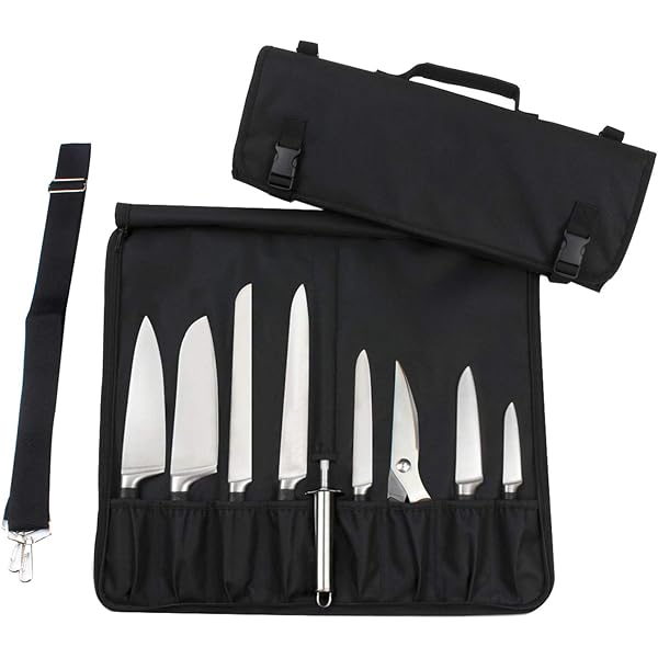 Thirei Messer Rolltasche Grau - Aufbewahrungstasche Für Küchenmesser Mit 7 Fächern