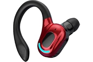 LUMITREX Oreillette Bluetooth Mono Sans Fil 360° avec Micro Intégré Son HD Écouteurs Auriculares V5.2 Tour d’Oreille Réduction de Bruit pour iPhone Android PC Bureau Conduite Affaires Sport 20h Autonomie Rouge