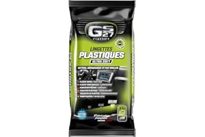 GS27 - Lingettes Plastiques Voiture - Finition Brillante - 100% Viscose Naturelle - Parfum Voiture Neuve - 40 Lingettes Voiture XXL