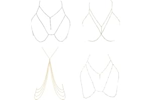 TYXHXTF 4PCS Corpo Catena Reggiseno Collana, Catena per Reggiseno, Estate Spiaggia Sexy Catena, Spiaggia Estiva Gioielli per Donne Ragazze Corpo per Donne