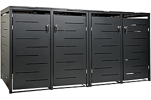 STILISTA Mülltonnenverkleidung aus Metall, für 4 Mülltonnen je 240 Liter, anthrazit