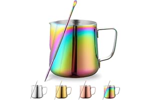 Kyraton Brocca Per Schiuma Di latte pentolino latte 350ml, Caraffe Per Caffè Espresso In Acciaio Inossidabile Con Penna Per Decorare, Tazze Per Montalatte e Caffè, Cappuccino, Brocche a Vapore