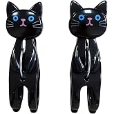 Siyah Kedi Şekilli Plaj Havlusu Mandalı, Plastik, G&uuml;&ccedil;l&uuml; Tutuşlu, 2'li Set