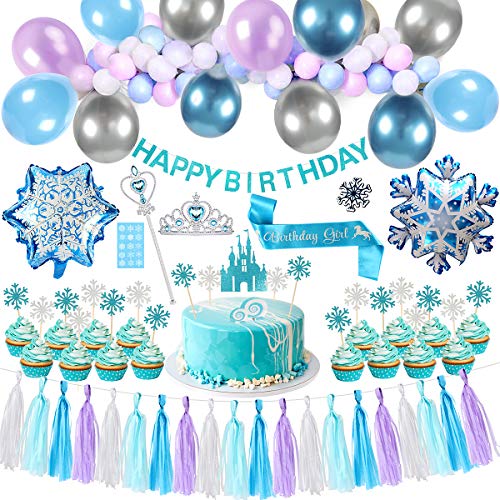 Tacobear Frozen Elsa Birthday Decoration Blue Party Decorations