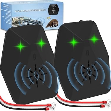 Marterverschrikker voor de auto, met flitslicht, marterverschrikker, voor binnen en buiten, marterverschrikker, zolder met knipperlicht en ultrasoon, voor auto, garage, huis, tuin, effectief tegen