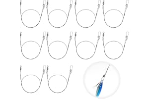 WrteEase 10pcs Fishing Wire Trace Leaders - Stainless Steel Lure Wire Trace with Snap for Pike, Hidden Main Line, Prevent Fish Bite Line (Black)