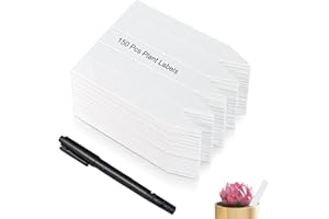 AMZJIMTOP 150Pcs Plant Labels - Plant Labels for Outdoor Plants and Marker Pen, 10x2cm Plant Labels Plastic, White Garden Markers Plant Name Tags Greenhouse Accessories for Potted Herbs Seed Flowers Vegetables