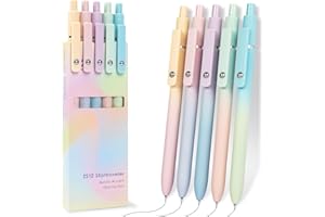 AOSUCO 0.7mm Gelstifte Einziehbare, 5 Stück kugelschreiber Gelschreiber Schwarze Tinte Glattes Schreiben Aesthetic Stifte für Tagebücher und Notizen, Glattes Schreiben für Schule, Büro, Zuhause