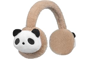 NICEYEA Kids Winter Furry Earmuffs Cute Panda Faux Fur Ear Warmers Earflaps Adjustable Thermal Ear Covers Windproof Ear Muffs Xmas Gift for Boys Girls