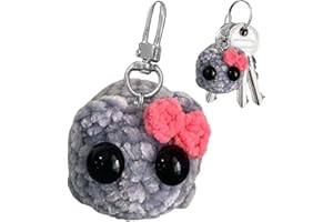 Bajbumgn Portachiavi di criceto triste, bambola fatta a mano a maglia di criceto triste, portachiavi di criceto triste all'uncinetto con suono, simpatico ornamento di criceto intrecciato a mano