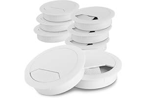 LouMaxx Kabeldurchführung Schreibtisch weiß – 8er Set Kabeldurchlass 60mm Ø - Tisch Kabel Durchführungen aus stabilem Kunststoff - passgenaue Kabellochabdeckung mit Stabiler Tisch Kabeldurchführung