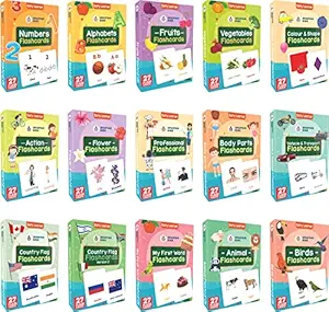 Flash Cards for Kids (Set of 15) Early Learning Flash Cards Easy & Fun Way of Learning 1 Year to 6 Years Babies (Combo Set)