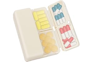 FYY 7 Day Pill Box Organiser - Travel Pill Case, [Folding Design][Large Capacity] Portable Pill Dispenser Container for Vitamins, Cod Liver Oil, Supplements, Medication Cream White