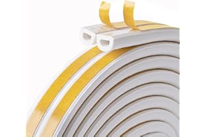 JITIFAZH 6M Doors Windows Draught Excluder Self-Adhesive Anti-Collision Rubber D Type Foam Sealing Tape,Weather StrippingTape,Door Seal,Rubber Sound Insulation for Door Window Draught Stopper(White)