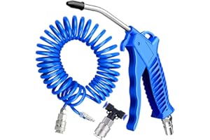 ZiYuya Pistola de soplado de aire para camión con manguera de aire de retroceso de 5 metros, 4 x 6 mm, conector europeo pequeño en forma de T, pistola de polvo de soplado de aire, kit de limpieza