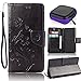 Produktbild Sony Xperia E5 Case,Sony Xperia E5 Leather Wallet Case,Pershoo Schwarz Malen mit Schmetterling Muster PU Leather Case Flip Cover in Book Style Wallet Stand Card Slot Protective Case mit Standfunktion und Karte Halter für Sony Xperia E5 with 1 x Earphone Storage Box-Schwarz