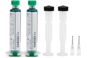 VOBOR UV-härdande lödstoppsbläck med trycknål, 2 stycken 10CC PCB isoleringslack och lödmask för att skydda och isolera kretskortskomponenter, UV-ljushärdande lödresistbläck