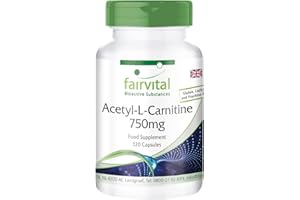Fairvital | Acetyl L-carnitine Capsules - 750mg - HIGH Dosage - Vegan - 120 Capsules