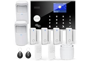 TUGARD Sistemi di Allarme Domestici, Sistema di Sicurezza Domestico Wireless WIFI/GSM SMS con Rilevatore di Movimento, Sirena di Allarme da 120 dB, Telecomando Intelligente, Invito Vocale(12 Pezzi)