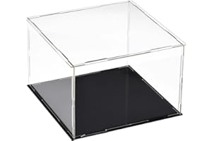 Recogwood Vetrina In Acrilico Trasparente, 20 x 20 x 15cm, Cubo Organizzatore Con Base Nera, Antipolvere Per Action Figures, Giocattoli, Collezionismo, Oggetti Da Esposizione