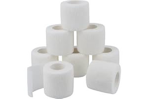 QiGui 8 Rouleaux Bandage Autoadhésif Bandage Medical pour Premiers Secours Bandage Pansements Elastique Bandage Animal Vétérinaire pour Poignets Cheville Mains Pieds 5cm x 4,5m