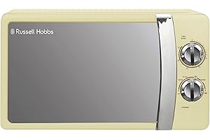 Russell Hobbs RHMM701C Manuelle Solo-Mikrowelle mit 5 Leistungsstufen, Klingelton und Timer, Auftaufunktion, einfache Reinigung, 17 L, 700 W, Cremefarben