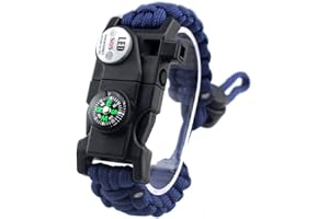 MANSWILL Adjustable Survival Bracelet, 7 Core Paracord 20 in 1 Emergency Sports Wristband Gear Kit with Waterproof LED SOS Light, Compass, Rescue Whistle, Fire Starter Multi-tool for Wilderness Adventure