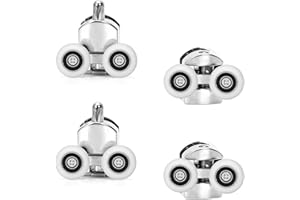 Ruimou 4 ruedas dobles para puerta de ducha de 23 mm de diámetro para poleas de rodamiento de baño, piezas de repuesto superior/inferior (2ruedas superiores + 2 ruedas inferiores,23 mm,4 unidades)