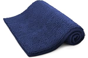 KEPLIN Non-Slip Bath Mat - Soft and Comfortable Microfibre Mat with Machine Washable Design - Water Absorbent and Quick Drying to Keep Bathroom Hygienic and Clean (Navy)