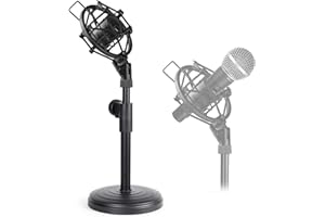 FRGYEE Soporte de Micrófono de Escritorio con Soporte de Choque para Micrófono Shure SM58 SM57 que Reduce El Ruido de Vibración y Mejora la Calidad de Grabación