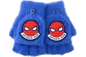 FEIFEI'S BOW Elsa Spiderman, guanti invernali in maglia calda e morbida fodera in pile termica, con copertura convertibile, per bambini e ragazze
