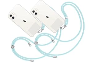 MARARDI Pack 2 Tour de Cou Telephone Portable Cordon Collier Laniere Universel [Bleu Clair] Sangle pour Coque Accessoire Bandouliere Lanyard avec Attache Porte Etui Protection Integrale Unisex