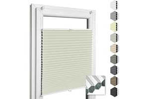 ‎HOME-VISION Home-Vision® Premium Doppelplissee Wabenplissee ohne Bohren mit Klemmfix (Weiß-Creme, B80cm x H200cm) Modern Klemmfix Blickdicht Plissee Sonnenschutz Hitzeschutz Jalousie für Fenster Thermo